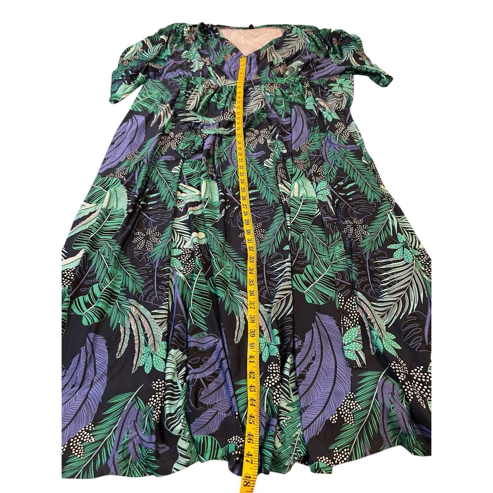 Ellos Green and Blue Tropical Maxi Dress - Size 1X - 22/24 - Picture 7 of 7